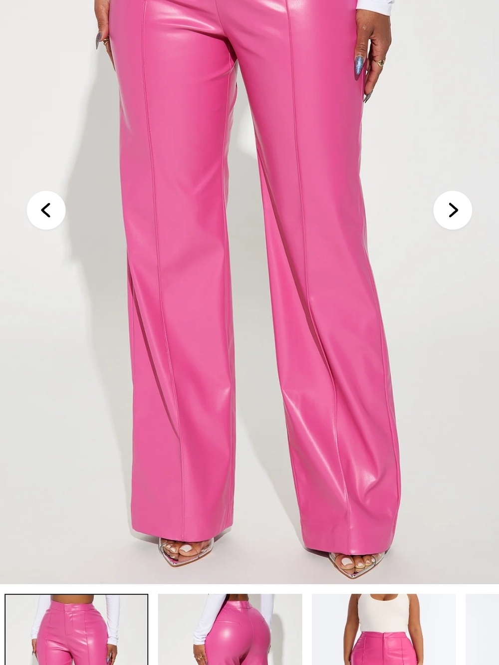 Fashion-Nova Faux Leather Pants in Hot Pink, Size L